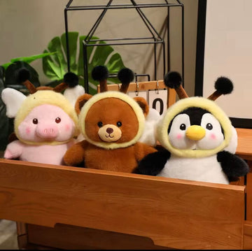 Creasowl Knuffel Zachte Schattige Dieren 33cm – Pinguïn, Beer & Varken - Kawaii Pluche 33cm