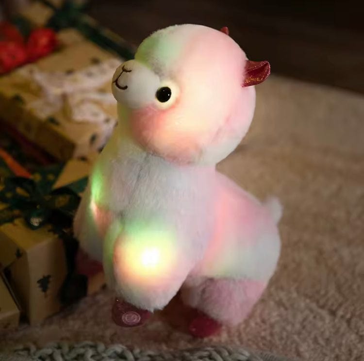 Creasowl Lichtgevende Alpaca Knuffel 27cm – Kawaii Pluche Alpaca Knuffel | Nachtlampje & Decoratie