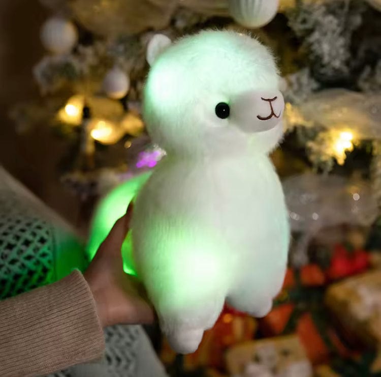 Creasowl Lichtgevende Alpaca Knuffel 27cm – Kawaii Pluche Alpaca Knuffel | Nachtlampje & Decoratie