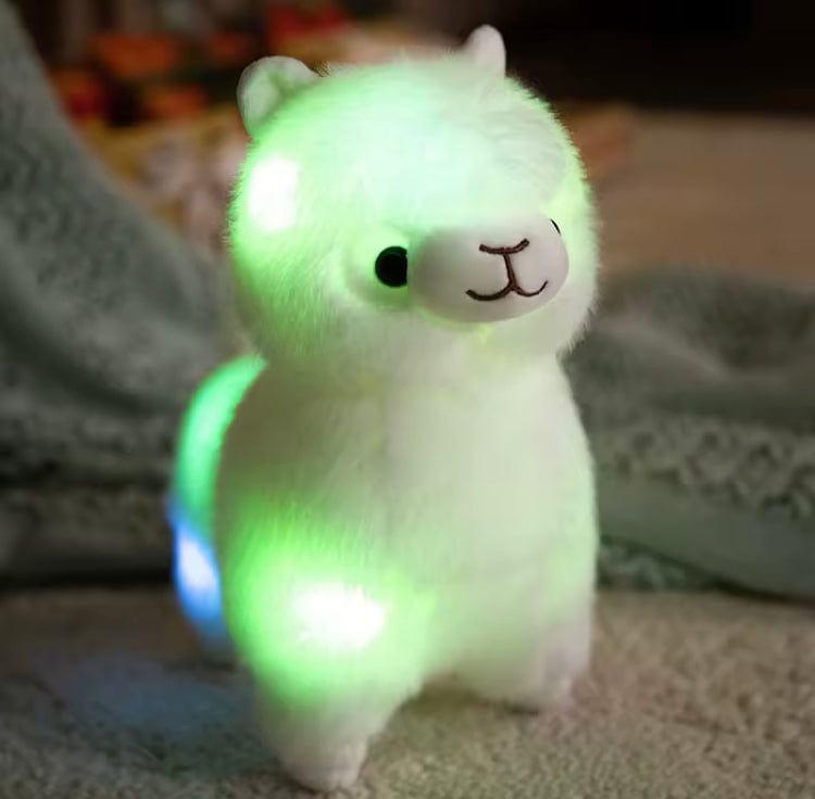 Creasowl Lichtgevende Alpaca Knuffel 27cm – Kawaii Pluche Alpaca Knuffel | Nachtlampje & Decoratie