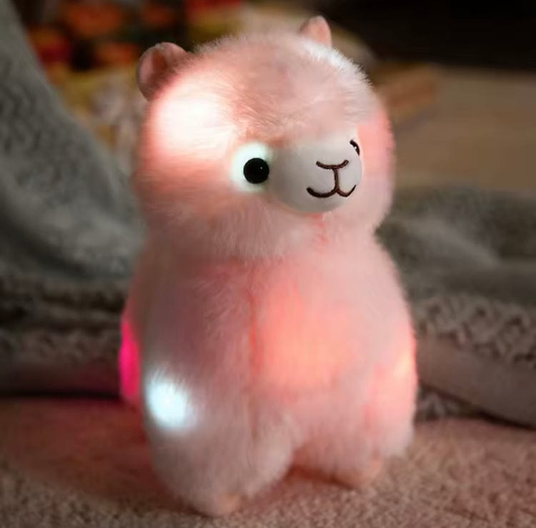 Creasowl Lichtgevende Alpaca Knuffel 27cm – Kawaii Pluche Alpaca Knuffel | Nachtlampje & Decoratie