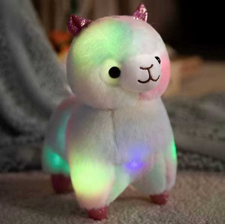 Creasowl Lichtgevende Alpaca Knuffel 27cm – Kawaii Pluche Alpaca Knuffel | Nachtlampje & Decoratie