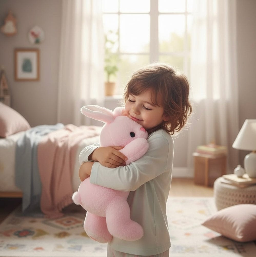 Creasowl Lichtgevende Liggende Knuffel Konijn 25cm Roze - Zachte Pluche Konijn Knuffel met Lichtfunctie