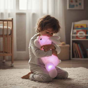 Creasowl Lichtgevende Liggende Knuffel Konijn 25cm Roze - Zachte Pluche Konijn Knuffel met Lichtfunctie
