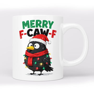 Creasowl Merry F-caw-F Kerstmok – 325ml – Grappige Kerst Mok