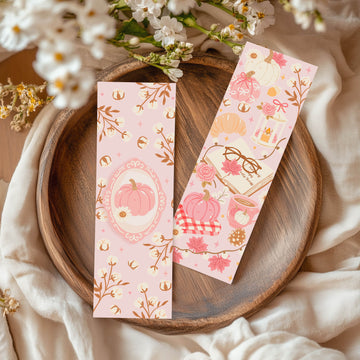 Creasowl Pink Autumn Girly Boekenlegger – Roze Herfst Design - Schattige Cadeau Boekenlegger voor Lezers