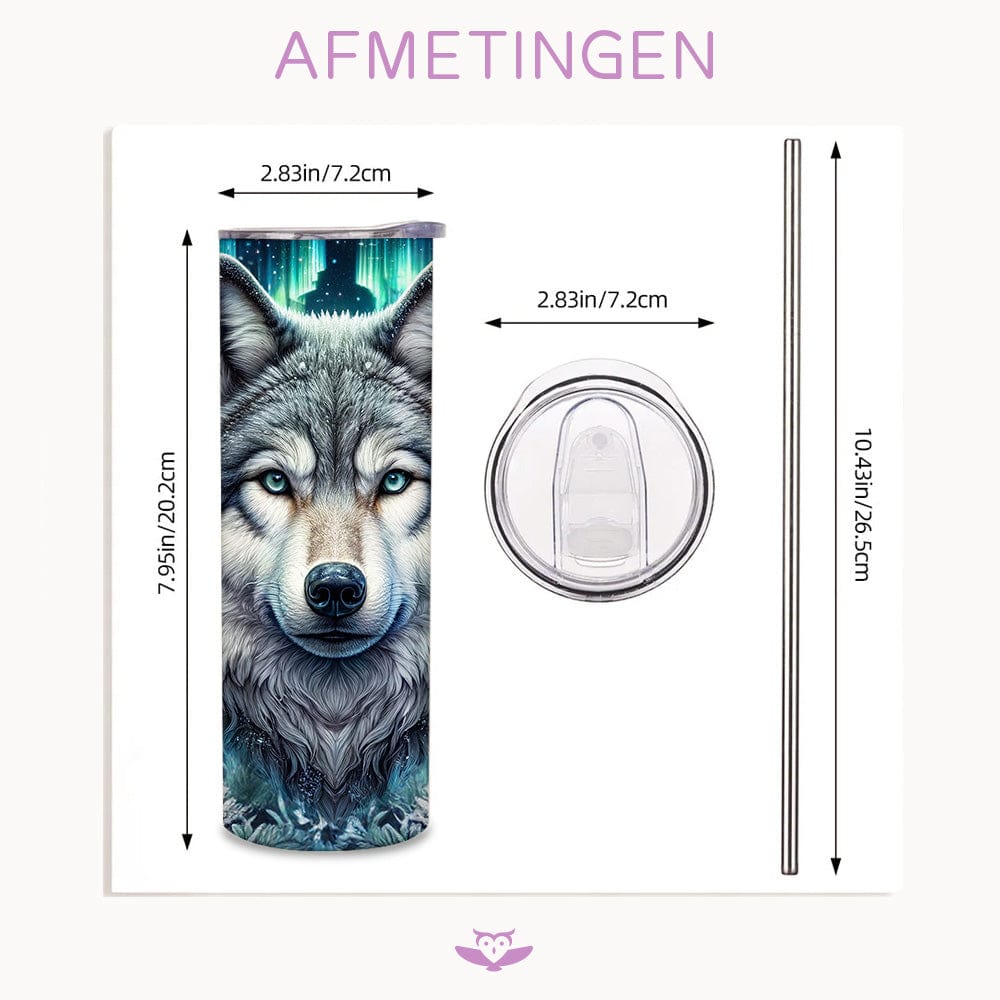 Creasowl RVS Tumbler 600ml met Wolf Design – Thermosbeker