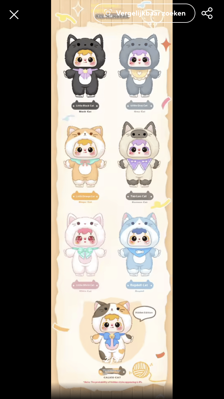 Creasowl Samuel Cat Party Blind Box – Mystery Pluche Kat