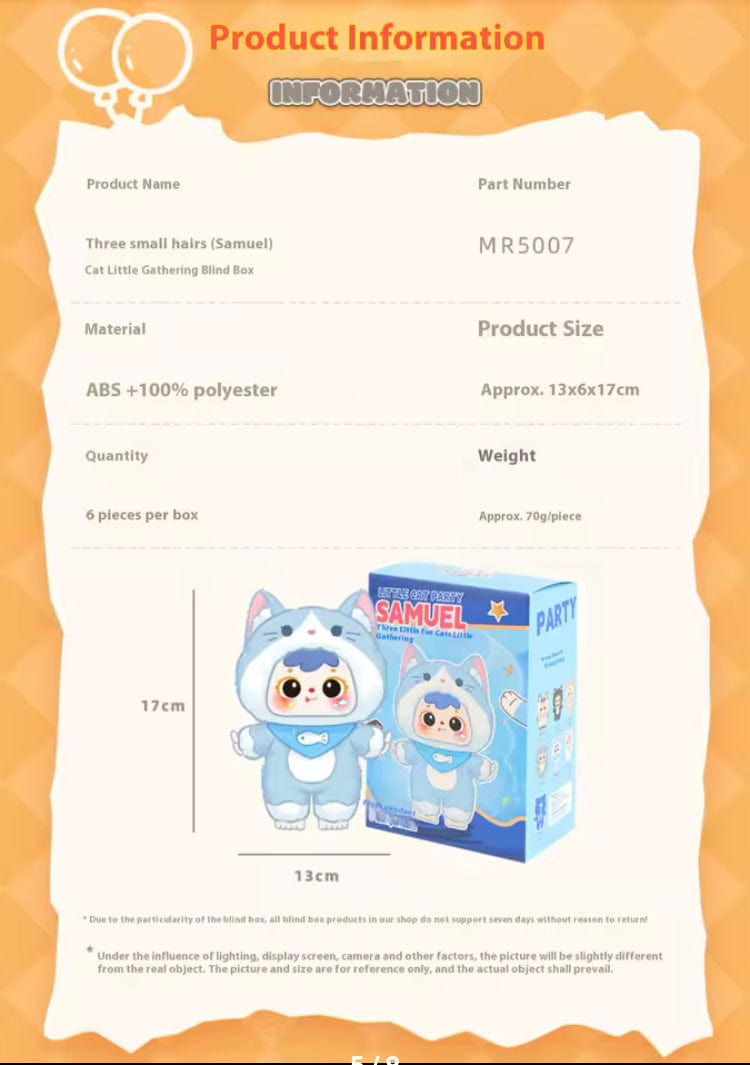 Creasowl Samuel Cat Party Blind Box – Mystery Pluche Kat