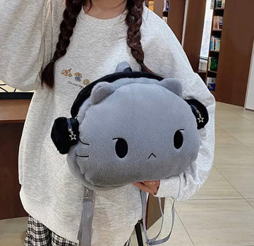 Creasowl Tas Kat met Koptelefoon – Kawaii Schoudertas 35x31 cm