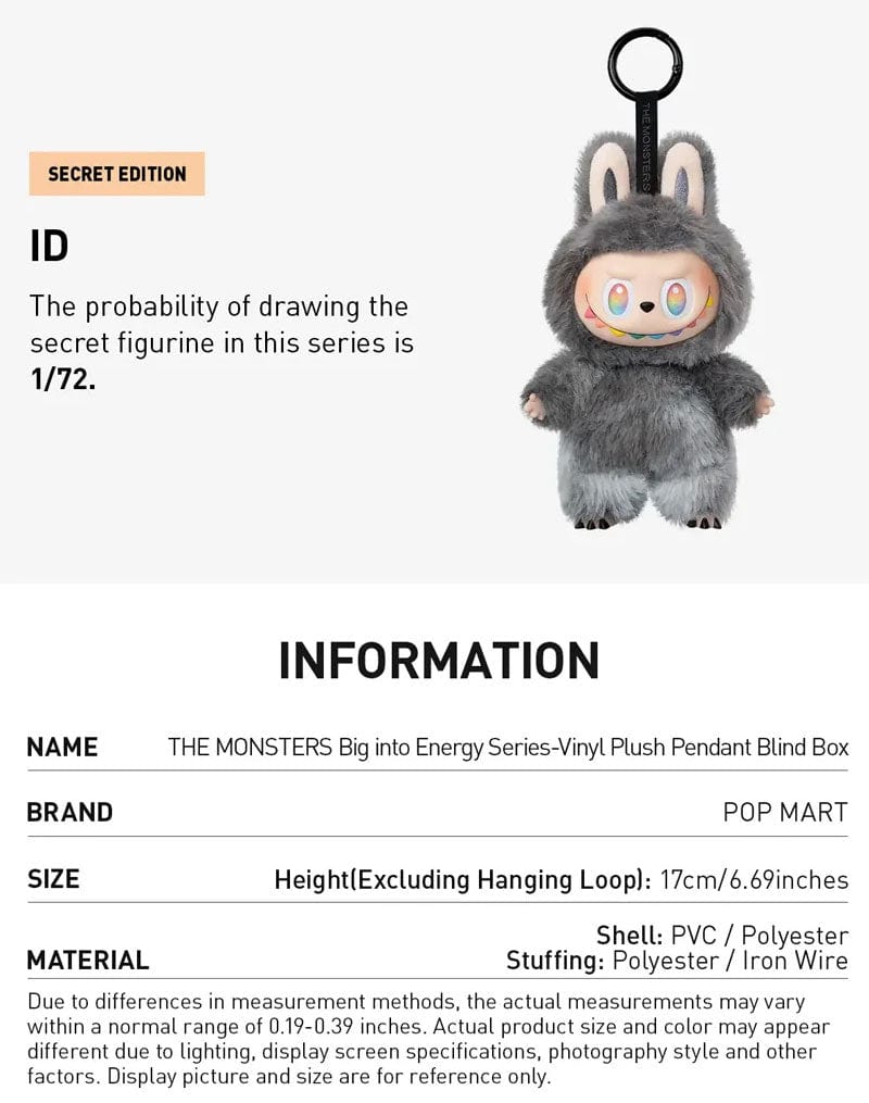 Creasowl The Monsters LABUBU V3 Big Into Energy Serie Blind Box – Schattige Vinyl Plush Hanger - Designer Toy Verrassing - Verzamelfiguur Collectible Cadeau - Trendy Blind Box voor Fans & Kinderen