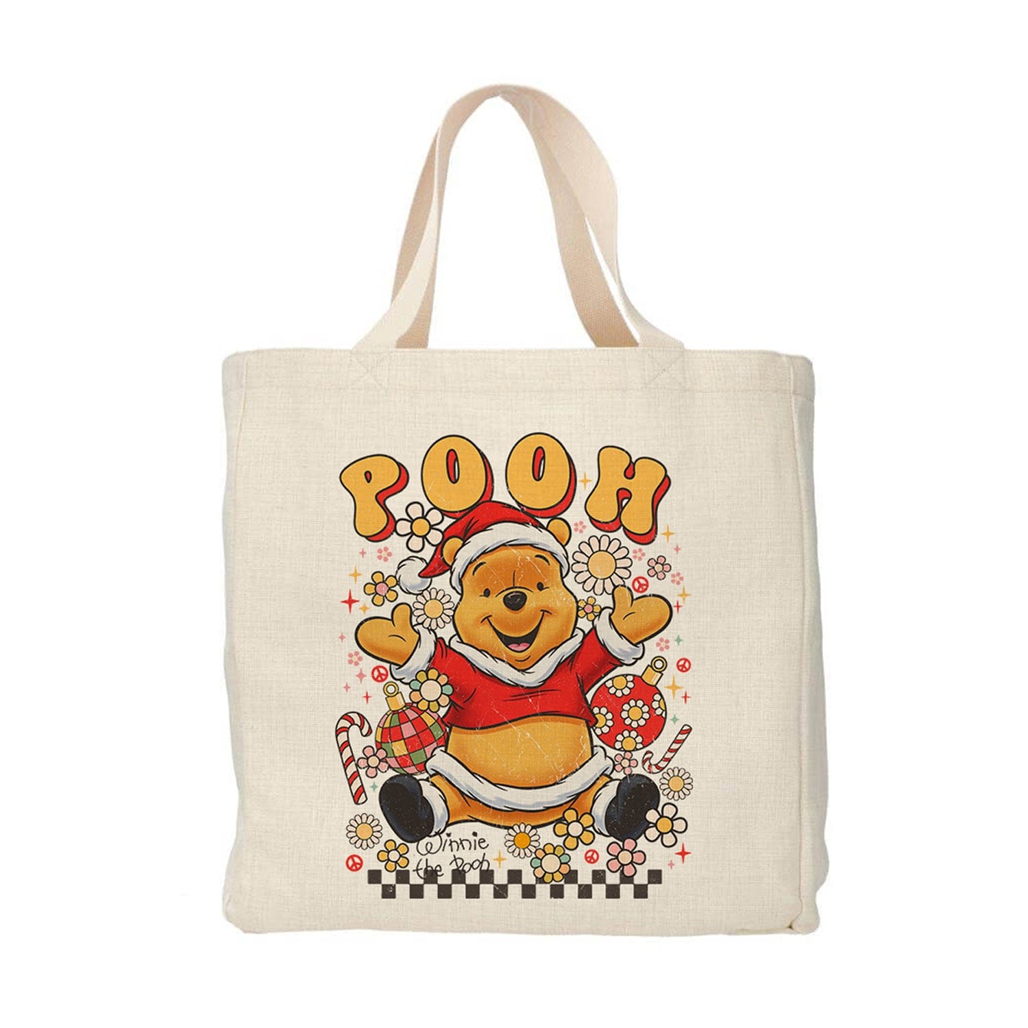 Creasowl Winnie de Poeh Kerst Tote Bag 38 x 48 cm - Boodschappentas / Herbruikbare Tas