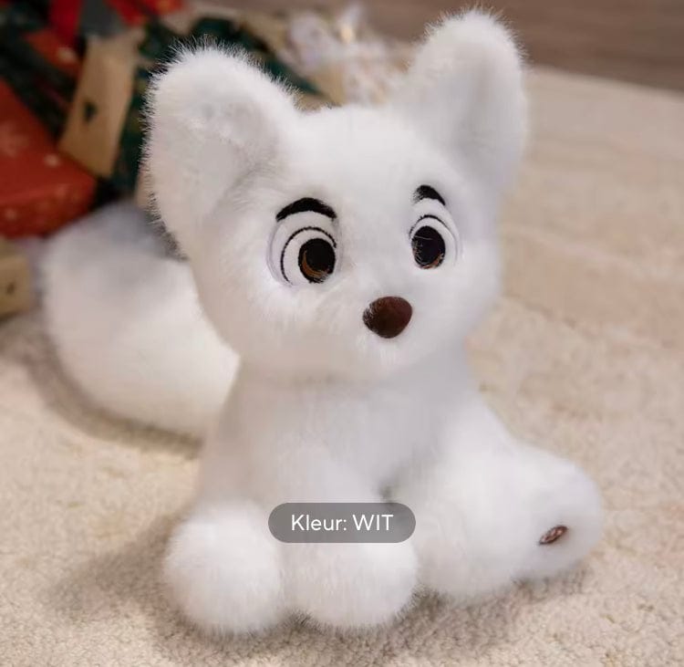Creasowl Wit Cartoon Lichtgevende Vos Knuffel 🦊 - Zachte LED Plush Pop – 26cm
