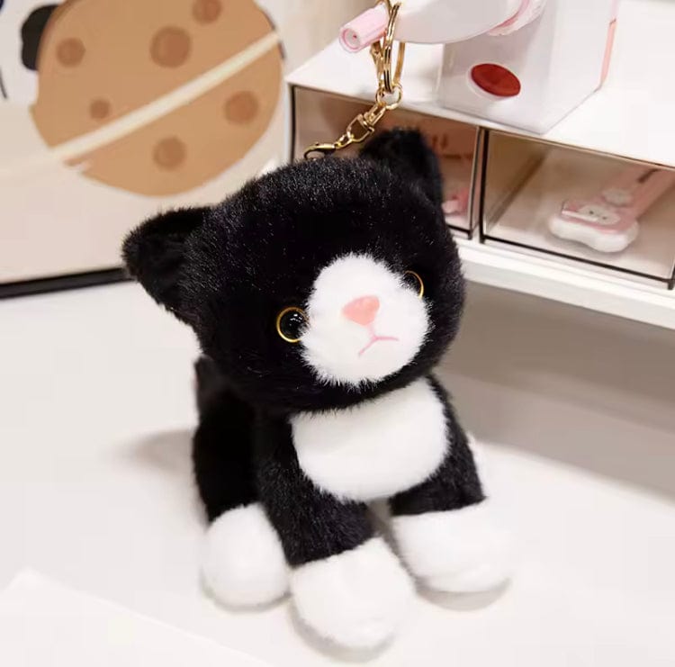 Creasowl Zwart/wit Sleutelhanger Tashanger Grote Kat 15 CM verschillende varianten