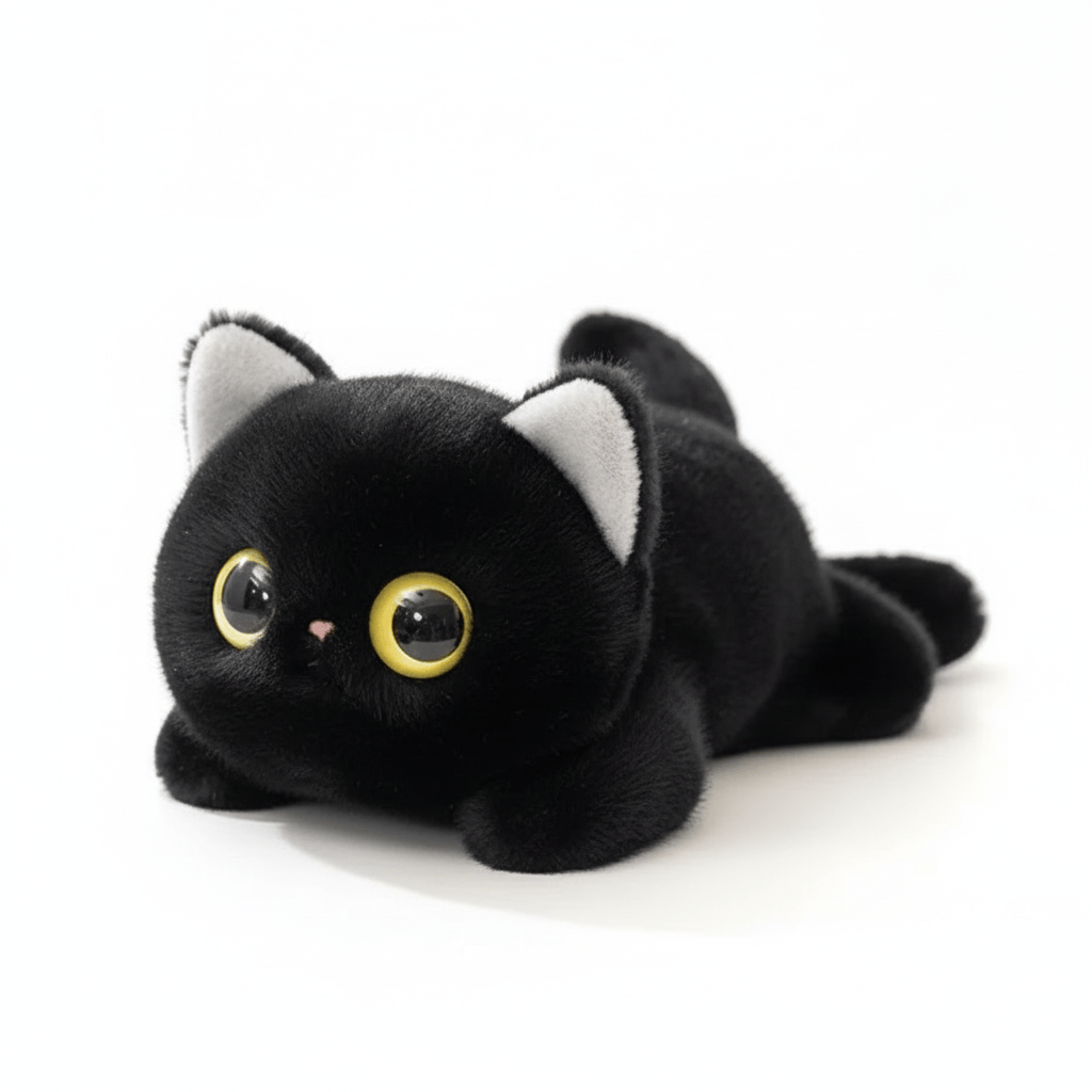 Creasowl Zwarte Kat Knuffel 40cm – Hoge Kwaliteit Superzachte Pluche Kat