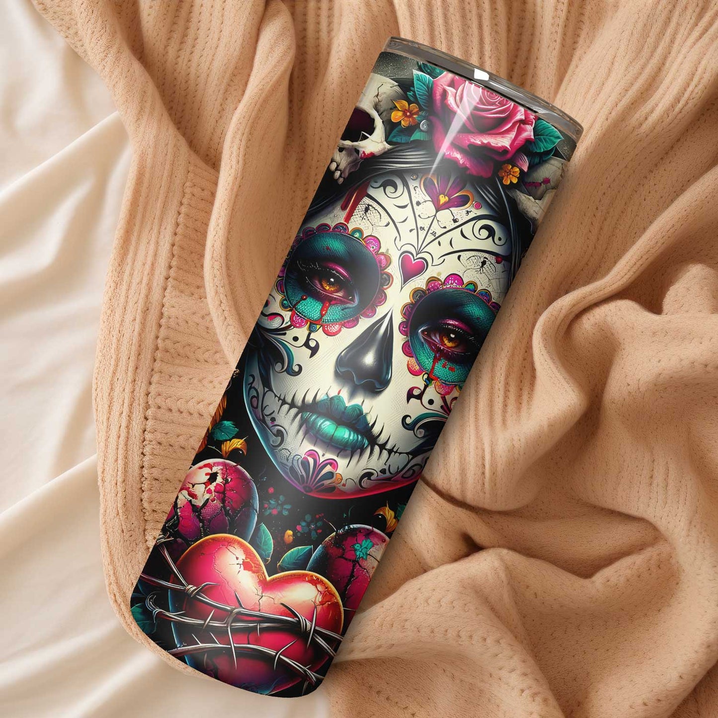 Day of the Dead Tumbler - Vier het Leven met Kleurrijke Herinneringen!