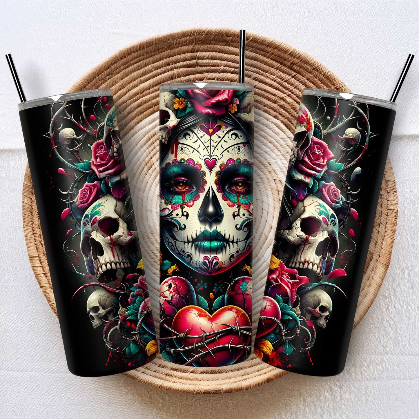 Day of the Dead Tumbler - Vier het Leven met Kleurrijke Herinneringen!
