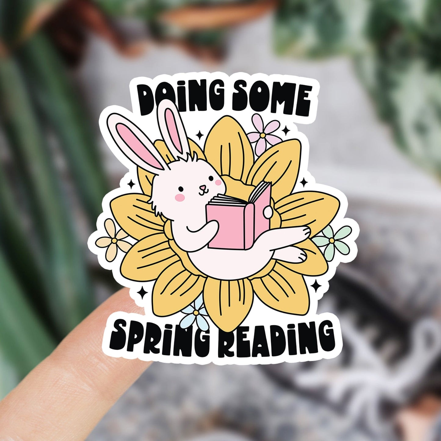 Doing some spring reading waterdichte vinyl sticker