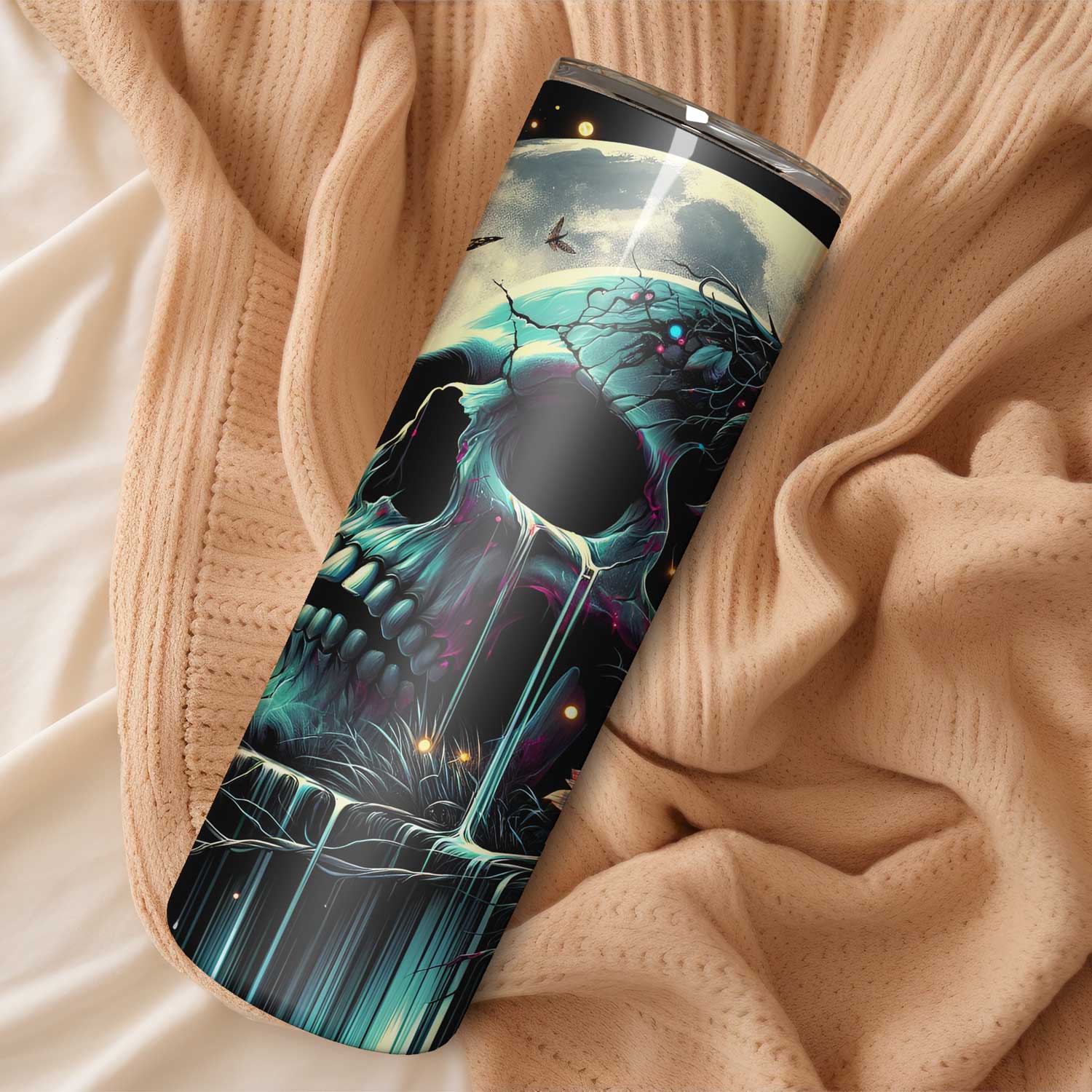 Doodshoofd met Bloemen Drinkbeker – Stoer en Stijlvol voor Elke Slok!