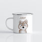 Drinkware Gepersonaliseerde Emaille Mok met Naam Kind – Bosdieren Mok 300ml – Kinder Campingmok met Vos, Beer & Bosdieren