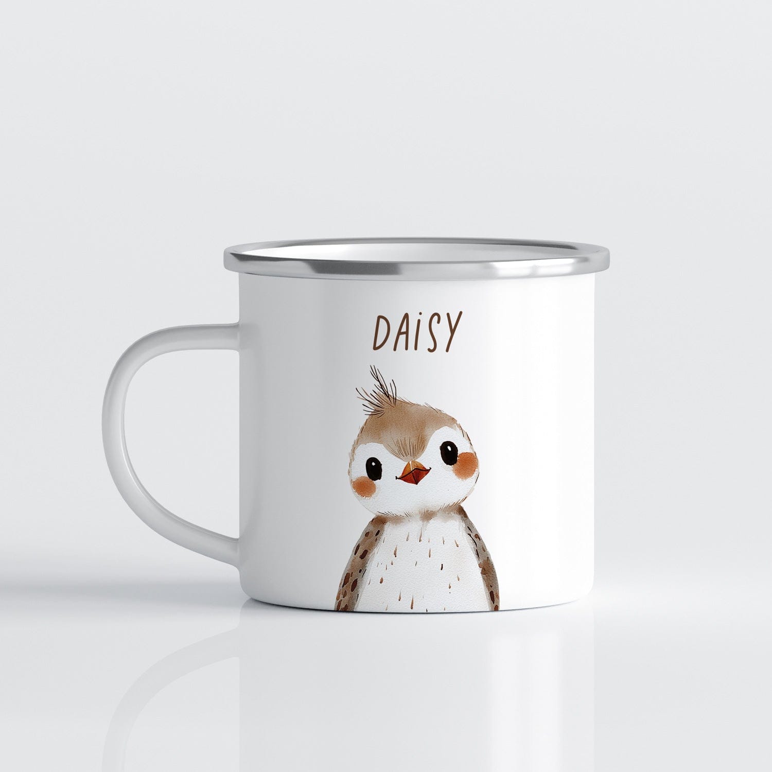 Drinkware Gepersonaliseerde Emaille Mok met Naam Kind – Bosdieren Mok 300ml – Kinder Campingmok met Vos, Beer & Bosdieren
