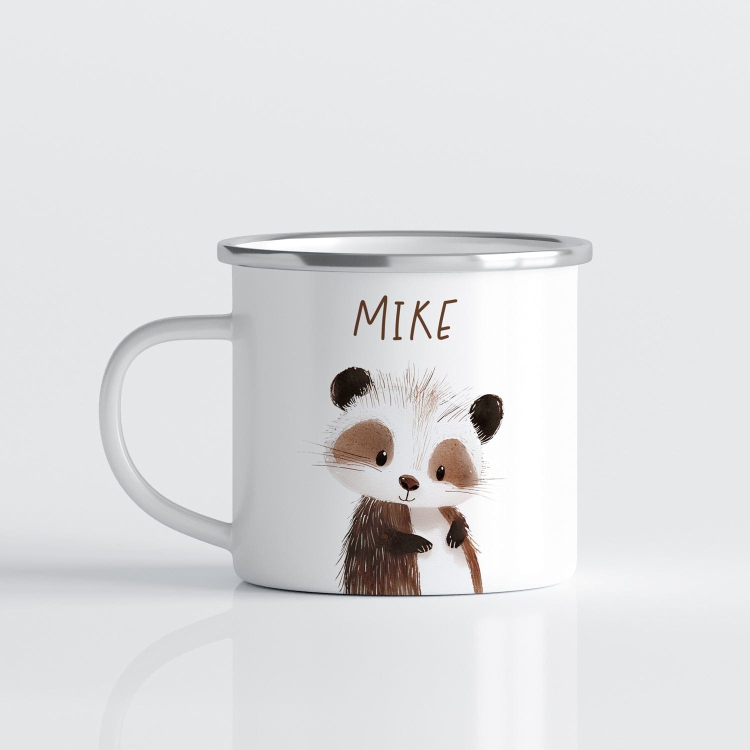 Drinkware Gepersonaliseerde Emaille Mok met Naam Kind – Bosdieren Mok 300ml – Kinder Campingmok met Vos, Beer & Bosdieren