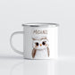 Drinkware Gepersonaliseerde Emaille Mok met Naam Kind – Bosdieren Mok 300ml – Kinder Campingmok met Vos, Beer & Bosdieren