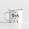 Drinkware Gepersonaliseerde Emaille Mok met Naam Kind – Bosdieren Mok 300ml – Kinder Campingmok met Vos, Beer & Bosdieren