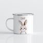 Drinkware Gepersonaliseerde Emaille Mok met Naam Kind – Bosdieren Mok 300ml – Kinder Campingmok met Vos, Beer & Bosdieren