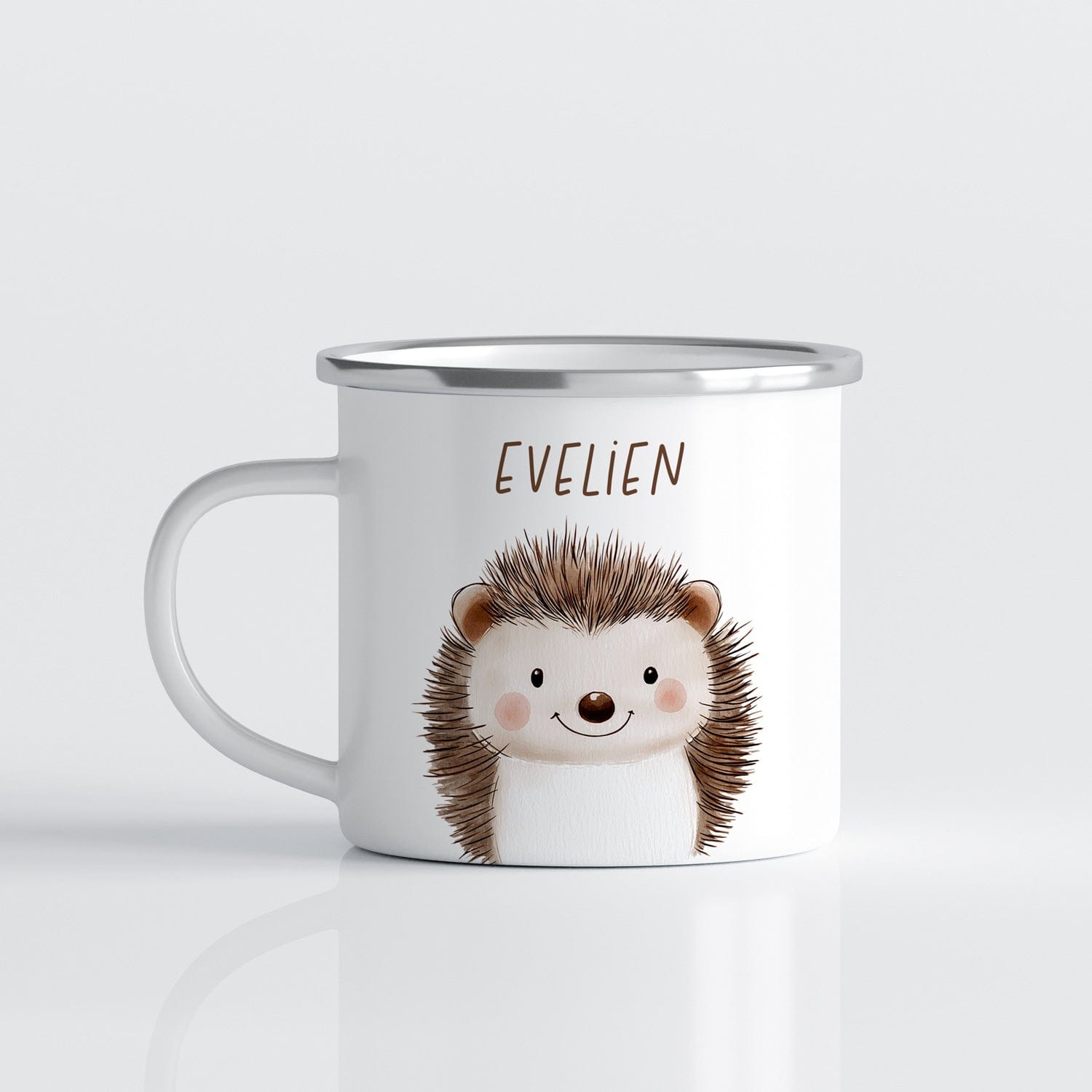 Drinkware Gepersonaliseerde Emaille Mok met Naam Kind – Bosdieren Mok 300ml – Kinder Campingmok met Vos, Beer & Bosdieren