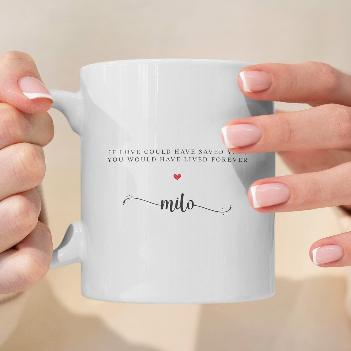 Drinkware Herinneringsmok Hond 🌈 – Gepersonaliseerd met Naam | Keramische Mok 330ml