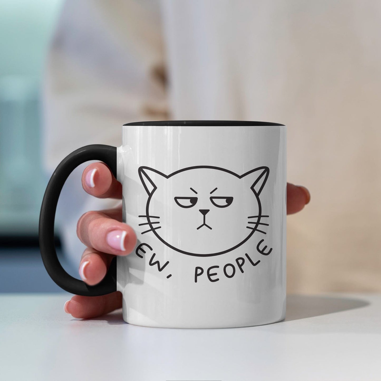 Ew, people - Mok met grappige kat