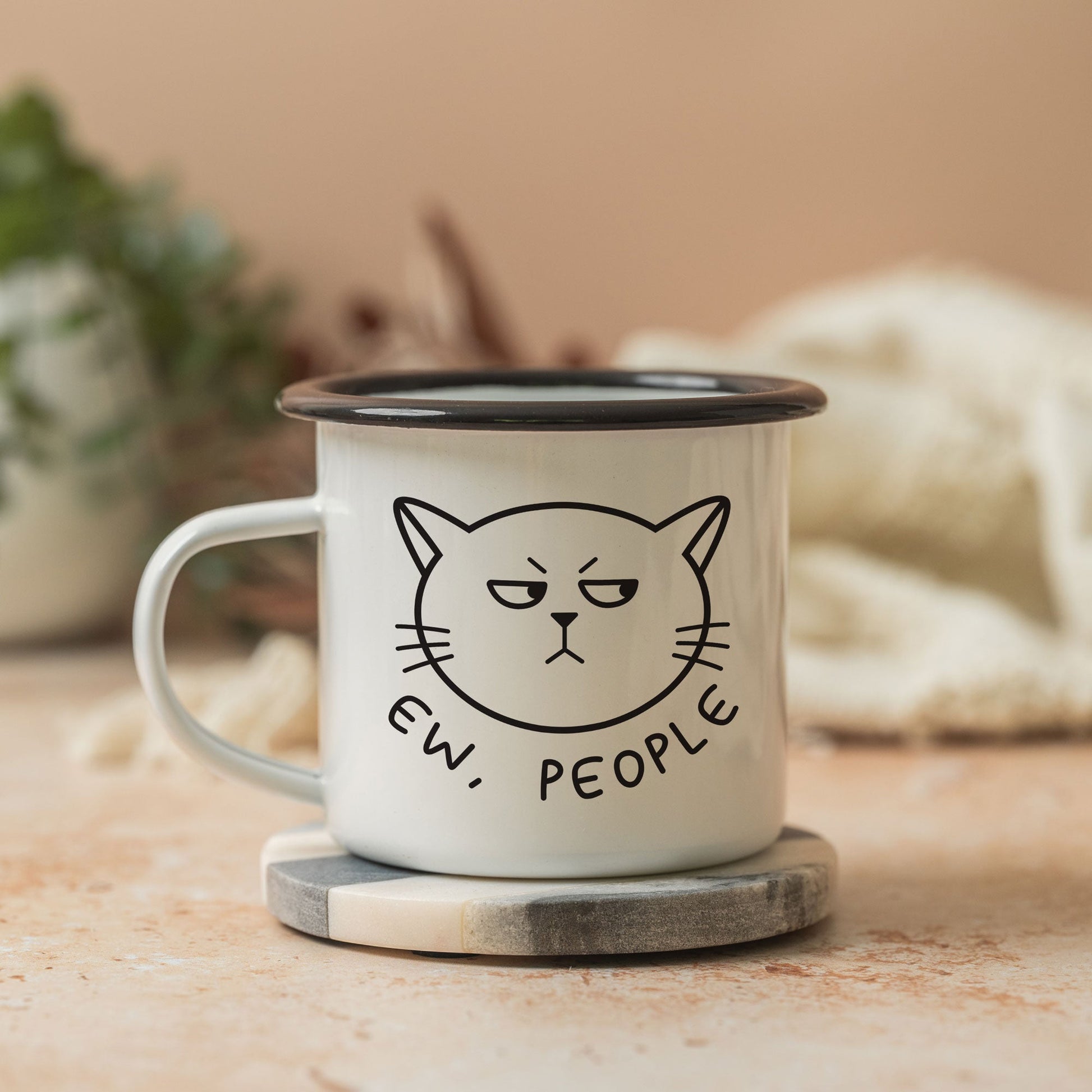 Ew, People Enamel Mok met Kat – Grappige Kattenmok Creasowl