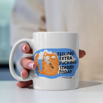 Feeling Extra Stabby Today Mok – 330ml Keramische Koffiemok met Snarky Kat