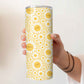 Gele Tumbler met Smiley Bloemen – Breng Vrolijkheid in je Dag!