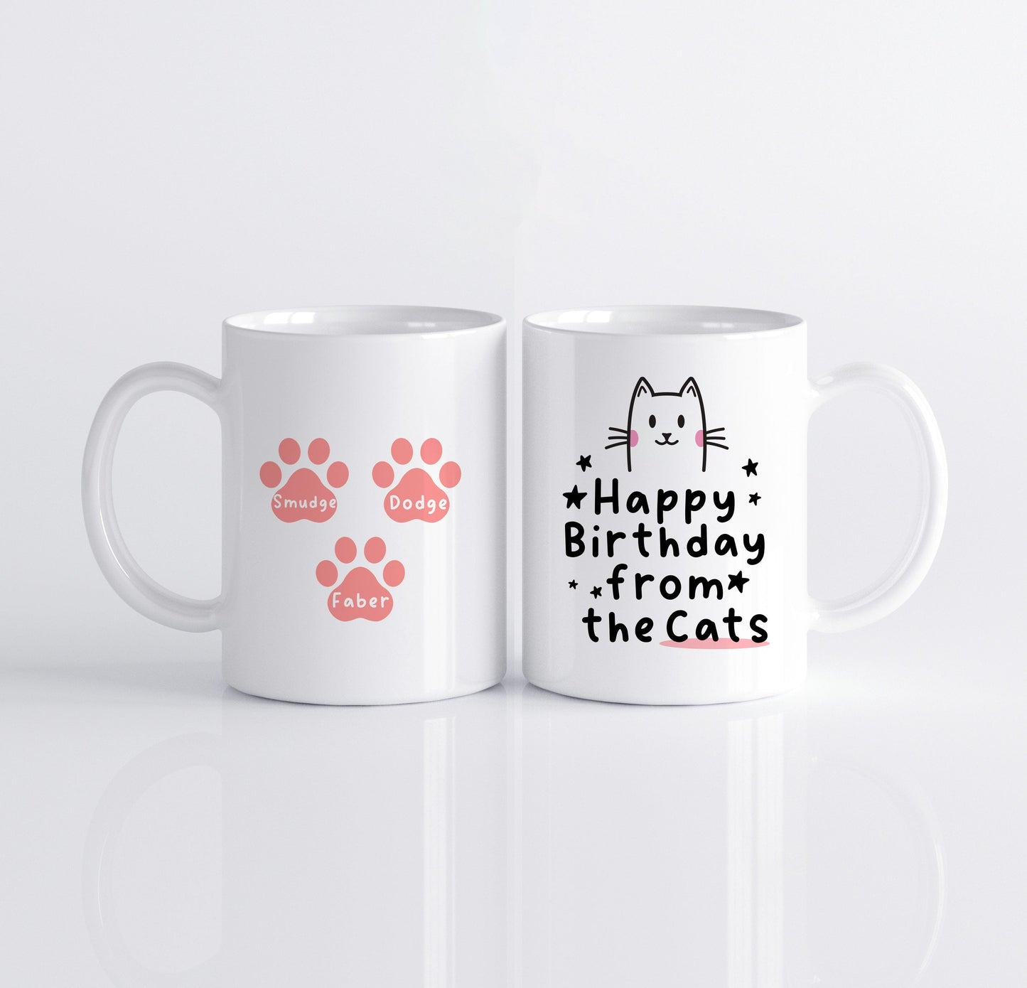 Gepersonaliseerde Kattenmok met Namen – “Happy Birthday from the Cats” – Uniek Cadeau voor Kattenliefhebbers