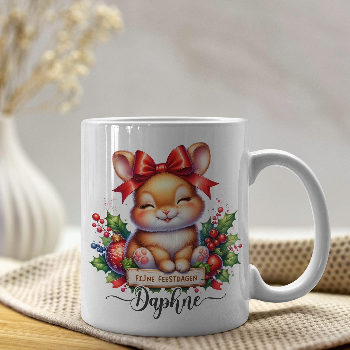 Gepersonaliseerde Kerstmok Konijn 325ml