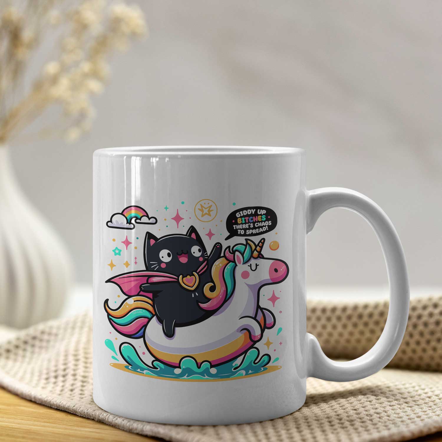 Giddy up bitches, there’s chaos to spread - grappige mok