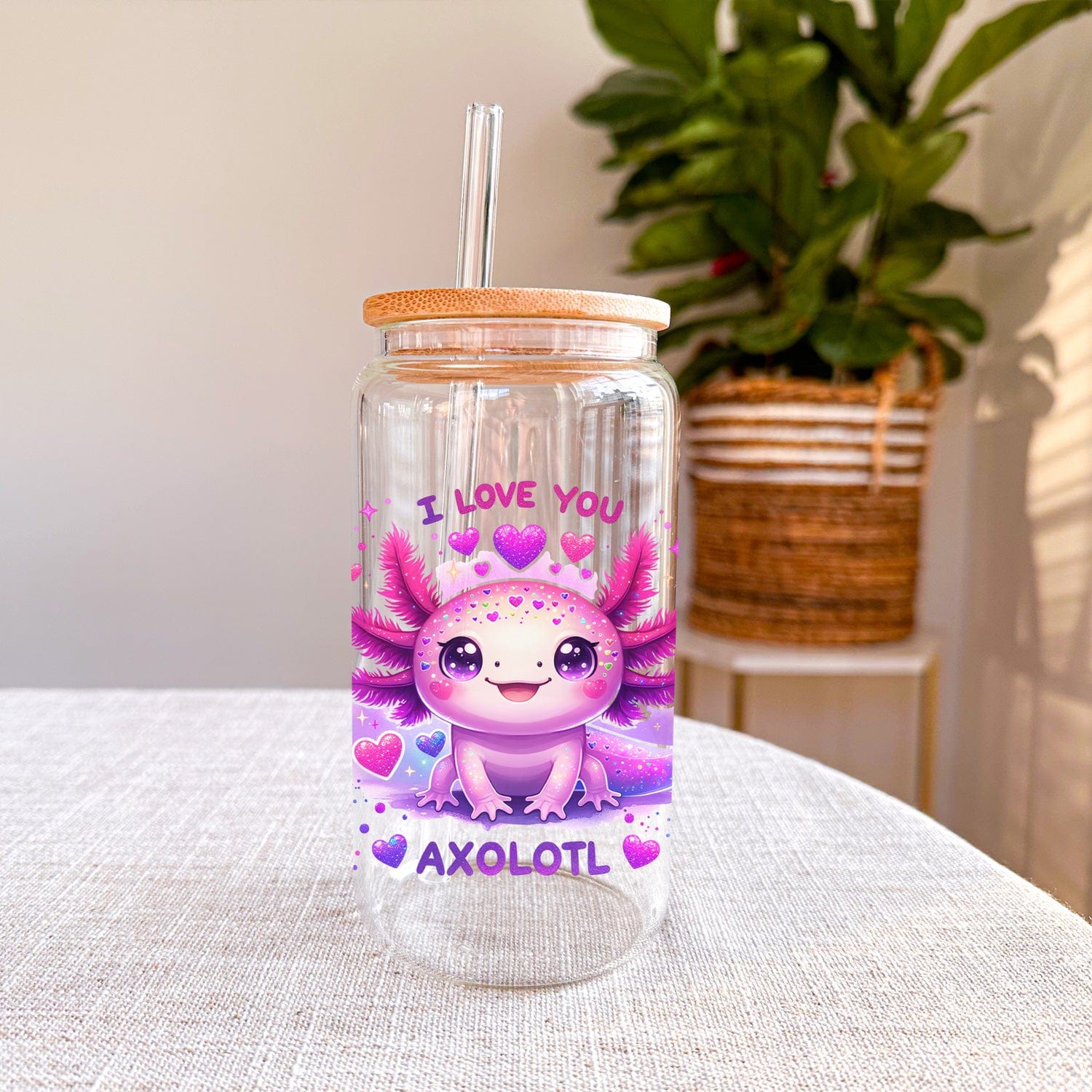 Glazen Koffiebeker met Axolotl Design – 500ml