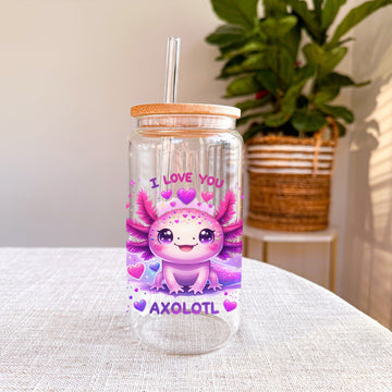 Glazen Koffiebeker met Axolotl Design – 500ml