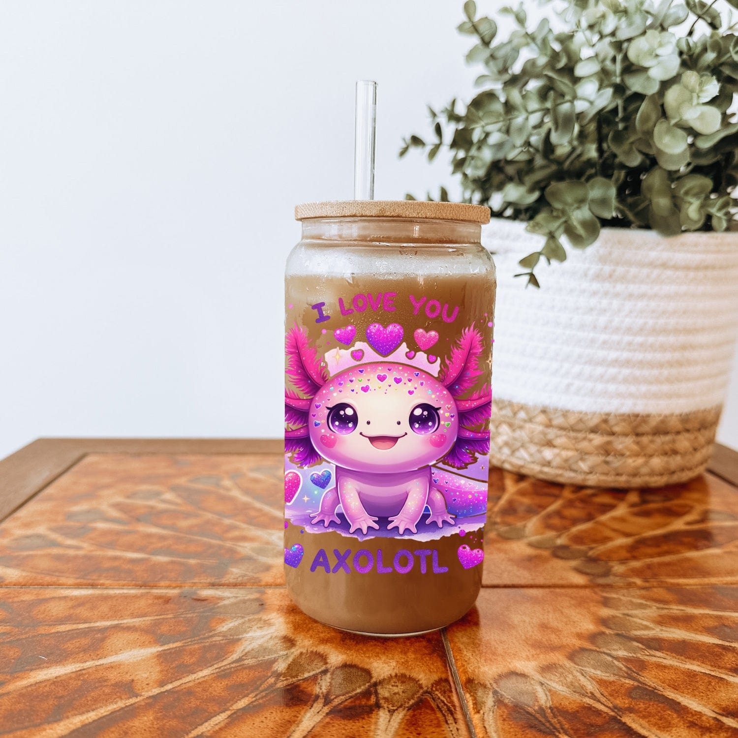 Glazen Koffiebeker met Axolotl Design – 500ml