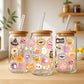 Halloween Sugar Cookies Glazen Beker 500 ml met Deksel & Glazen Rietje