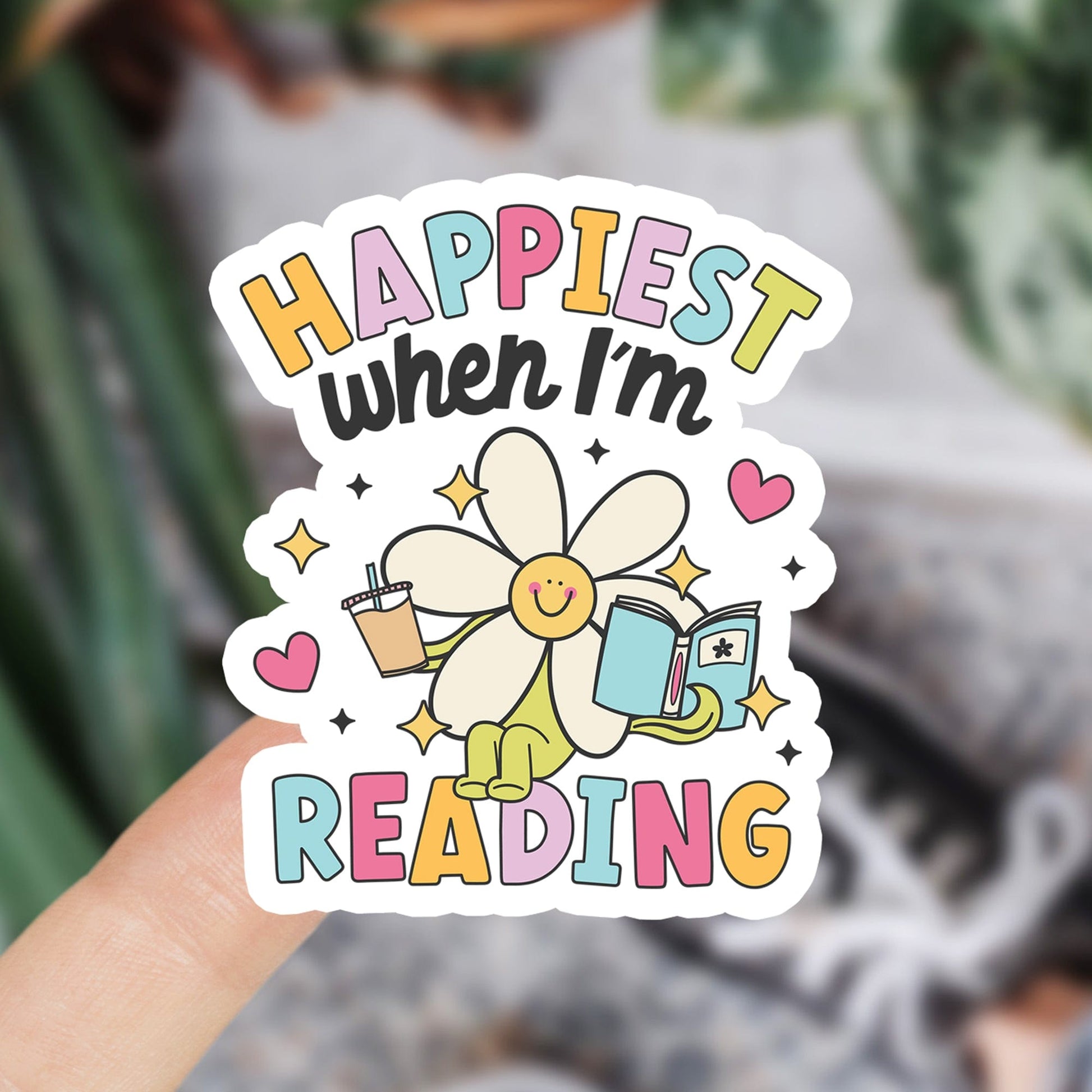 Happiest when I am reading waterdichte vinyl sticker