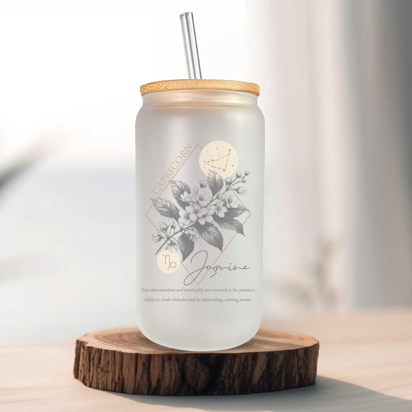 Horoscoop glazen bekers met bijpassende bloemen - 500ml