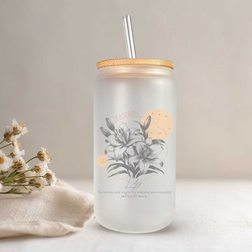 Horoscoop glazen bekers met bijpassende bloemen - 500ml