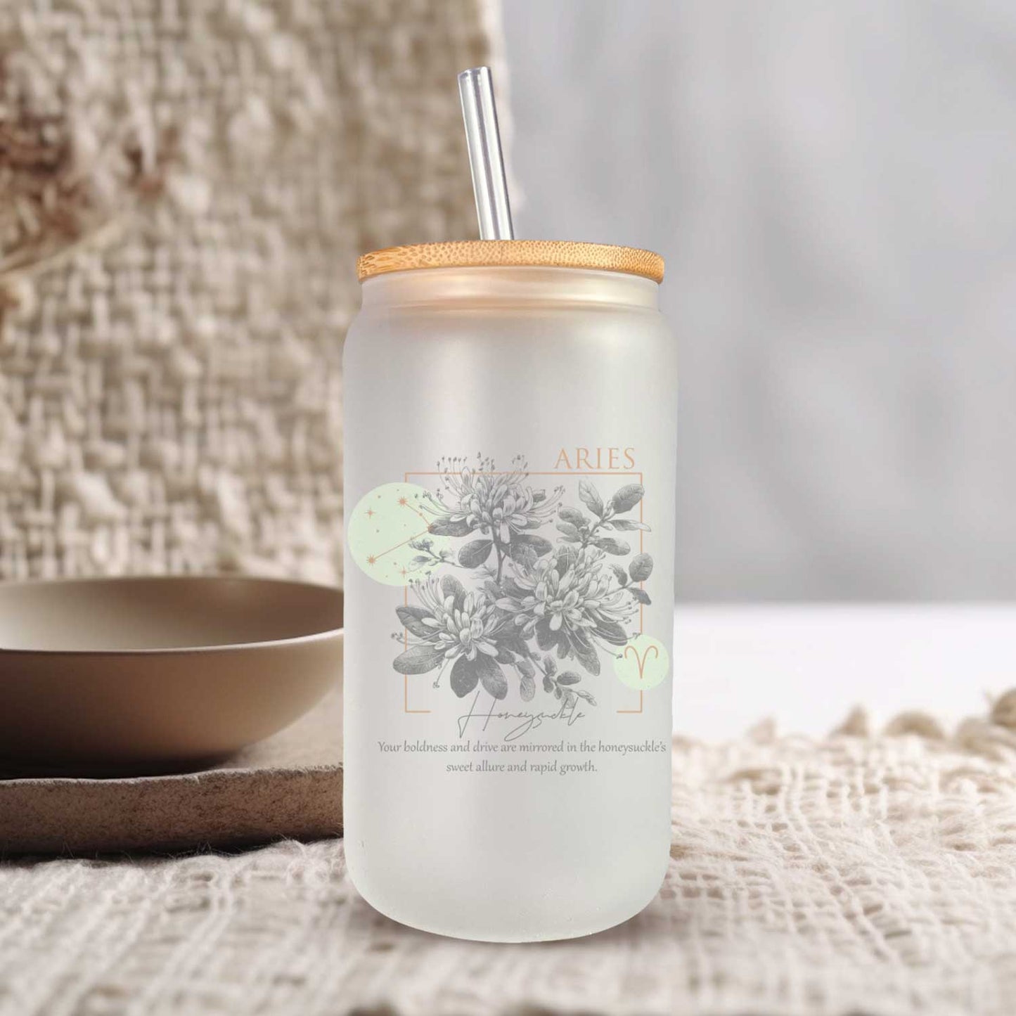 Horoscoop glazen bekers met bijpassende bloemen - 500ml