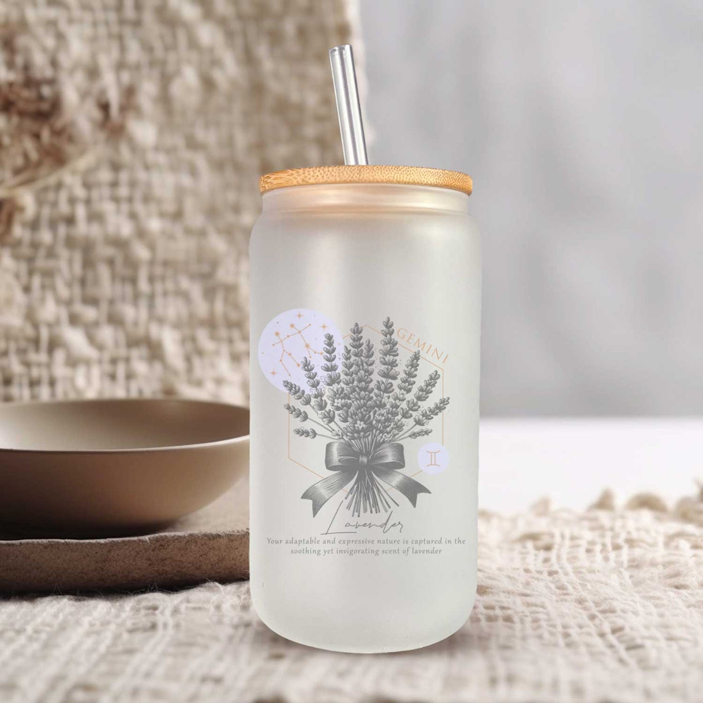 Horoscoop glazen bekers met bijpassende bloemen - 500ml