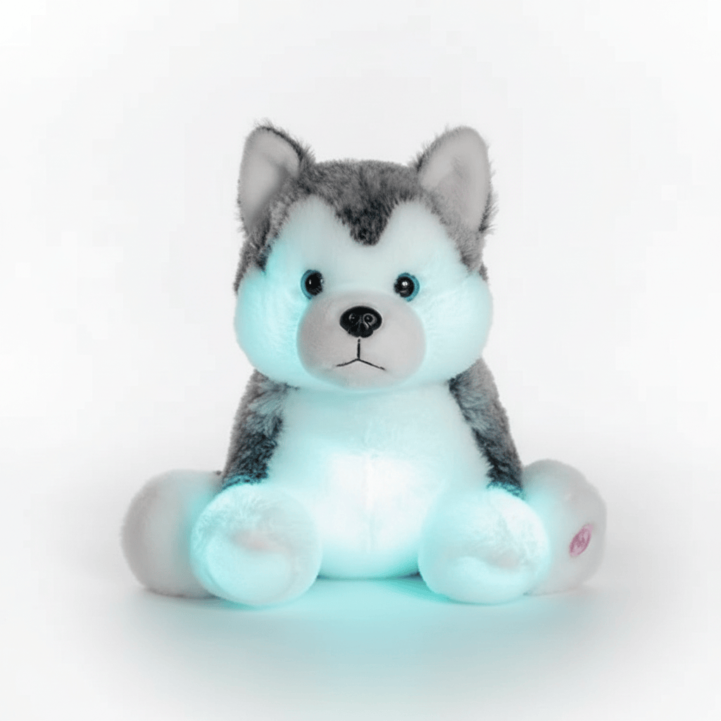 Husky knuffel met licht - Knuffelhond 30 cm - Pluche speelgoed hond