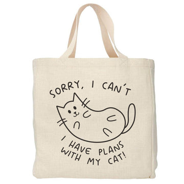 I have plans with my cat - tote bag - Boodschappentas 38 x48 cm