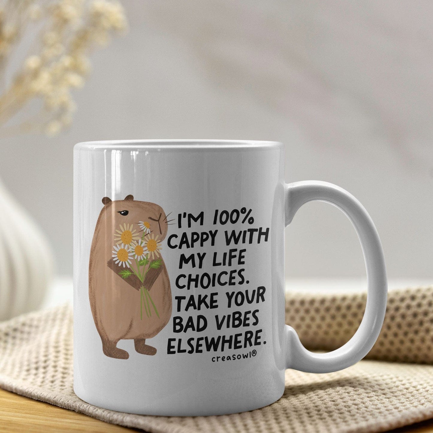 I’m 100% Cappy With My Life Choices Mok – Keramische Witte Koffiemok 330ml